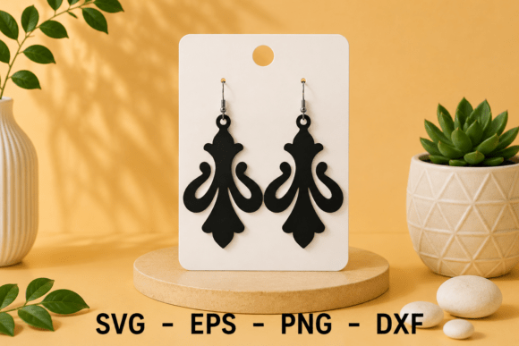 Baroque Dangle Earrings Laser Cut File: Elegant Craft Design