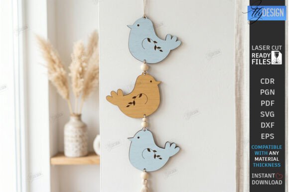 Birds Hanging Decor Ornament Laser Cut
