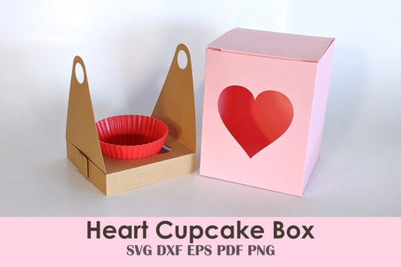 Charming Cupcake Box with Heart Window Template