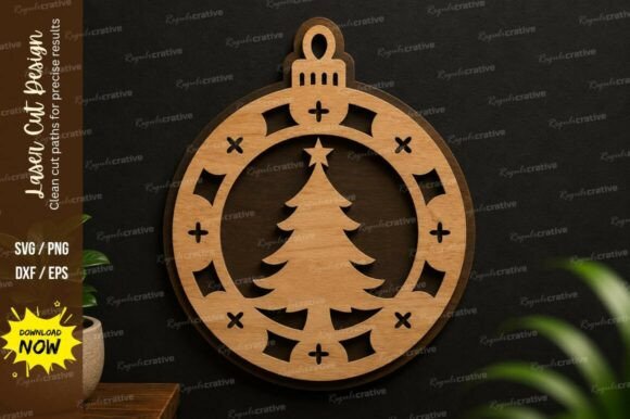 Circular Tree Ornament Laser Cut Svg: A Design File for Elegant Crafts
