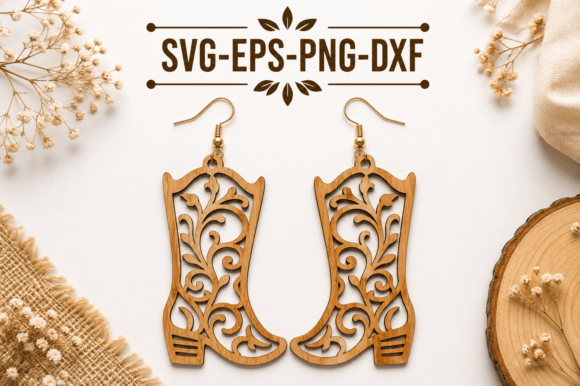 Cowboy Boot Wooden Earrings SVG: A Creative Design Asset