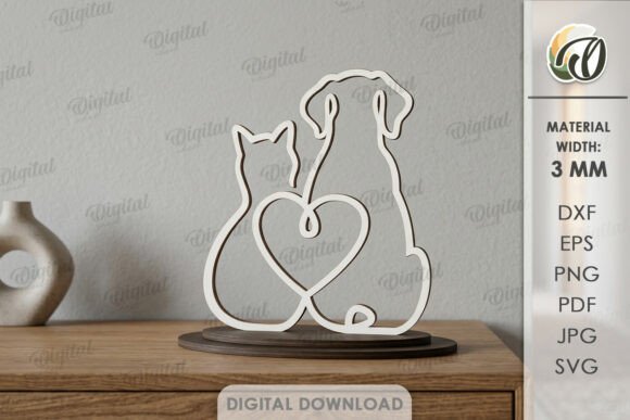 Create Charming Home Decor with Pet Line Art Stand Laser Cut