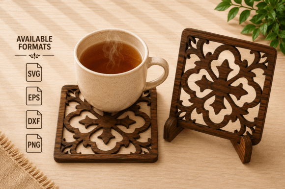 Decorative Coaster SVG Laser Cut File for Creative Projects