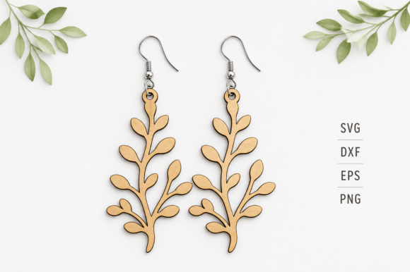 Elegant Leaf Earrings Laser Cut SVG for Nature-Inspired Designs