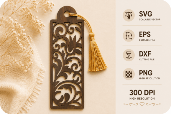 Floral Laser Cut Bookmark SVG: Elegant Craft Designs