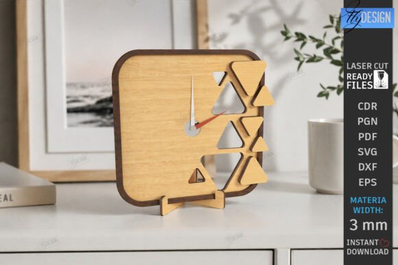 Geometric Desktop Clock Laser Cut File for Modern Decor