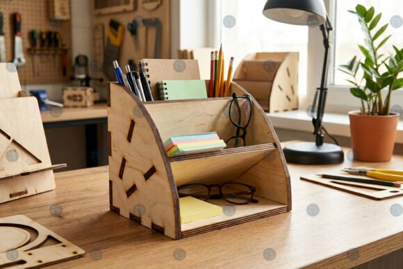 Laser Cut Desk Storage Organizer SVG for Creative Projects