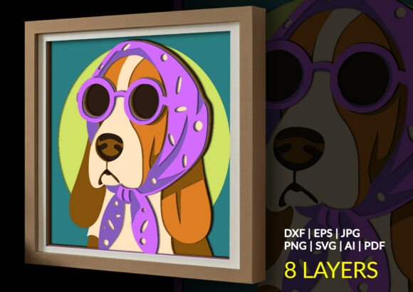 Retro Beagle Dog Sunglasses Shadow Box