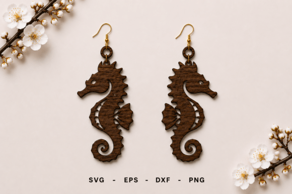 Seahorse Wooden Earrings Laser Cut SVG: Crafting Elegance