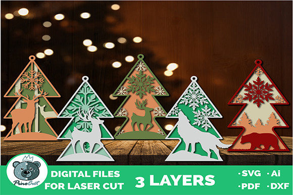 Stunning 3D Layered Christmas Tree Ornaments for CNC Projects