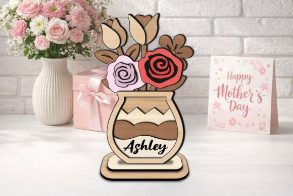 SVG Roses in a Vase: A Kid-Coloring Gift for Mother's Day