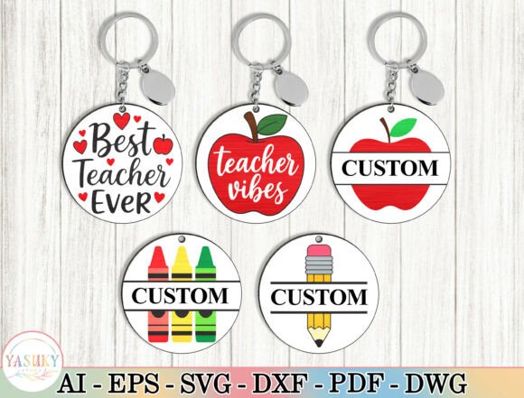 Teacher Keychain SVG Bundle for Laser Cutting
