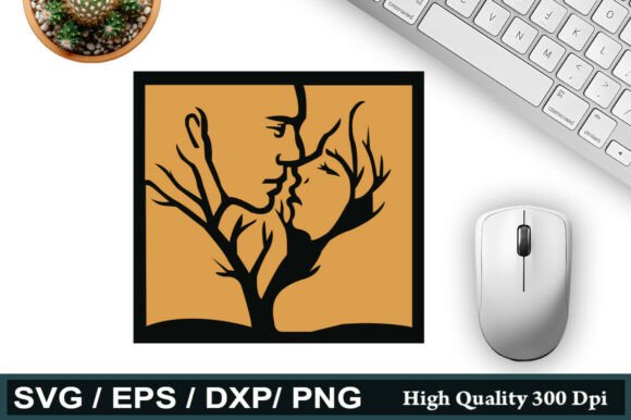 Tree Couple Acrylic Wall Decor SVG